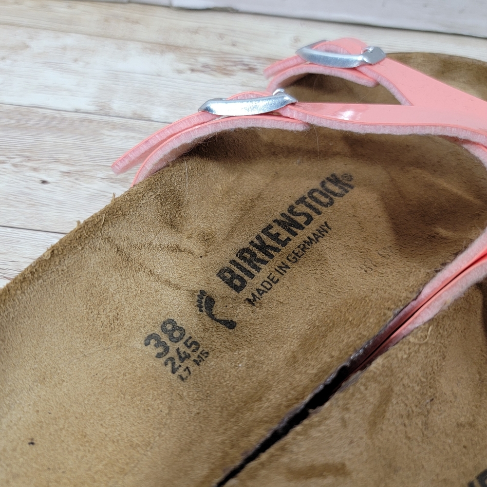 Birkenstock Birko-Flor Yao Balance Patent Coral Peach Sandals EUR 38 US 7 - Picture 7 of 11
